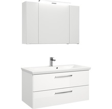 Badmöbel-Set Pelipal Kumba BxHxT 110 x 200 x 51 cm Frontfarbe weiß hochglanz mit Mineralguss-Waschtisch weiß 99.107022609