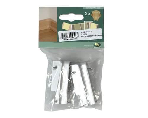 Verpackung mit zwei Eckverbindern für Fußleisten