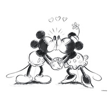 Leinwandbild Disney Mickey Minnie Sketch Kissing 70x50 cm | HORNBACH