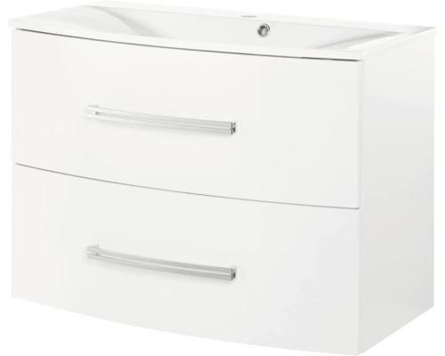 Waschtischunterschrank FACKELMANN Lugano BxHxT 80 x 57,5 cm x 45 cm Frontfarbe weiß glänzend glanz 73603 Waschtischunterschrank FACKELMANN Lugano BxHxT 80 x 57,5 cm x 45 cm Frontfarbe weiß glänzend glanz 73603