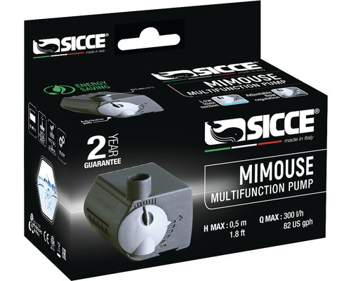 Aquarienpumpe, Zimmerbrunnenpumpe SICCE MiMouse 300 l/h - 3polig Indoor 1,5m Kabel