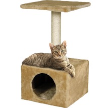 Katze auf einem Kratzbaum mit Liegefläche, Sisalstamm und Höhle