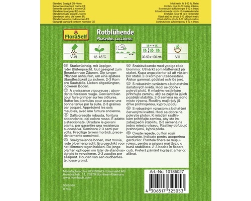 Samenpackung mit rotblühenden Stangenbohnen der Marke FloraSelf