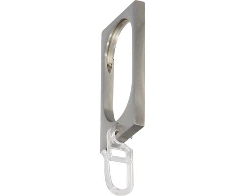 Gardinenring mit Haken für Kopenhagen edelstahl-optik 32 x 11 mm Länge 6 cm 8 Stk. Metallhalterung mit transparentem Clip