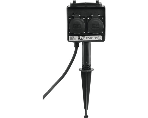 Gartensteckdose mit zwei Steckdosen und Erdspieß