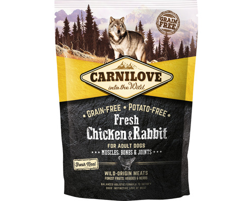 Carnilove Hundetrockenfutter mit Huhn und Kaninchen für ausgewachsene Hunde, getreidefrei