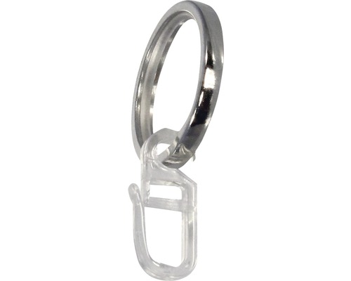 Gardinenring flach mit Haken und Gleiteinlage für Carpi chrom Ø 16 mm 10 Stk. Gardinenring mit Gleiter zur Gardinenaufhängung