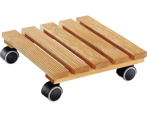 Pflanzenroller Wagner Country mit bodenschonende Softrollen Kiefer 28x28 cm max. Tragekraft 100 kg Pflanzenroller aus Holz mit Rollen