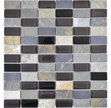 Mosaikfliese aus Glas und Schiefer