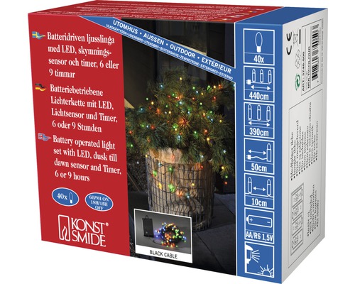 Batteriebetriebene LED Lichterkette für den Außenbereich in Produktverpackung