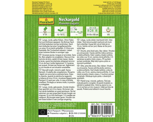 Neckargold Phaseolus vulgaris Samenpackung mit Informationen zu Anbau und Pflege