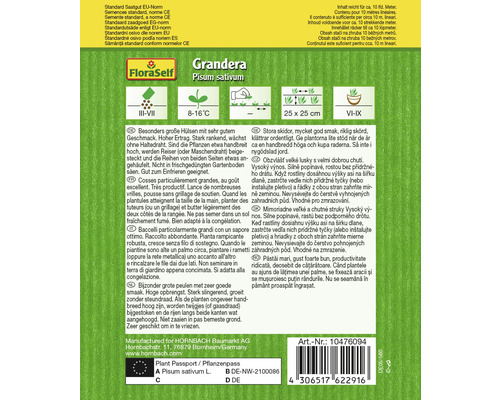 Verpackung von Grandera Pisum sativum Erbsen-Saatgut von FloraSelf