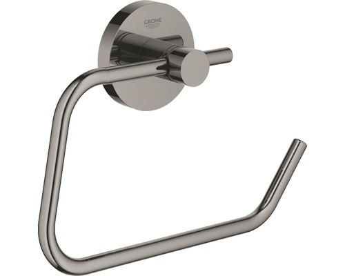 Toilettenpapierhalter GROHE Essentials ohne Deckel hard graphite poliert 40689A01 Grohe Logo Handtuchring zur Wandmontage