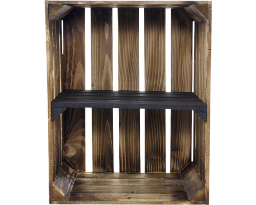 Holzkiste mit Regalboden