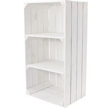 Weisse Holzkiste mit drei Regalböden