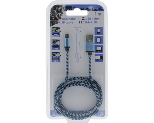 USB Kabel mit Micro USB und USB-C Anschluss, 1 Meter lang