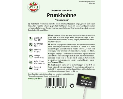 Samenpackung Prunkbohne Preisgewinner der Marke Sperli