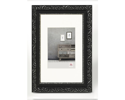 Bilderrahmen Holz Barock schwarz-silber 40x50 cm-0