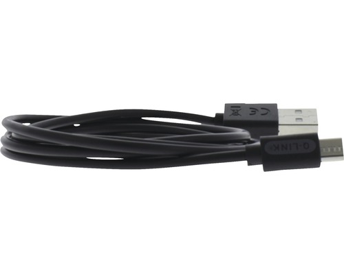 Schwarzes USB-Kabel mit USB-A- und USB-C-Anschlüssen.
