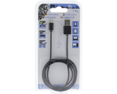 USB-Kabel Micro USB auf USB A Stecker, ein Meter lang