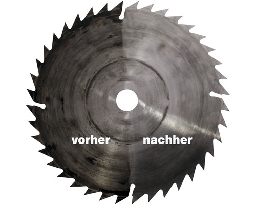 Kreissägeblatt vor und nach der Reinigung