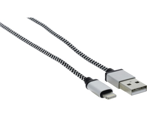 Gestreiftes USB Kabel mit Lightning und USB Anschluss