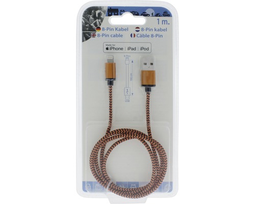 8-Pin Kabel mit Lightning und USB Anschluss, Länge 1 Meter