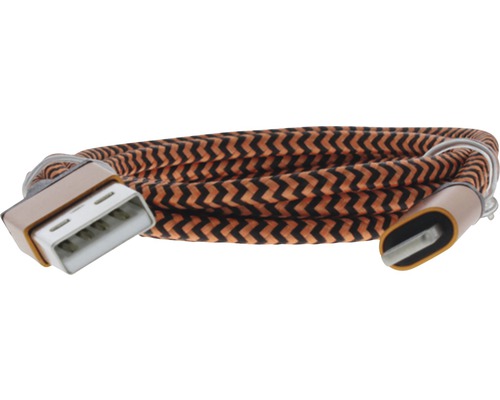 Datenkabel mit Textilummantelung und USB-Anschlüssen