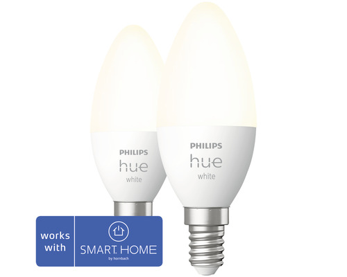 Philips hue Kerzenlampe White dimmbar weiß E14 2x 5,5W 2x 470 lm warmweiß 2 Stück - Kompatibel mit SMART HOME by hornbach