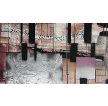 Abstraktes Kunstwerk mit geometrischen Formen und verschiedenen Texturen
