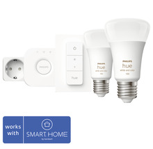 Philips hue Lampe White & Color Ambiance Starter-Set 2x E27/9W 1100 lm RGBW 2000- 6500 K inkl Bridge + Dimmschalter + Smart Plug - Kompatibel mit SMART HOME by hornbach-thumb-3
