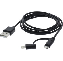 Lade + Datenkabel USB / micro-USB / 8-Pins MFi-zertifiziert 100 cm schwarz-thumb-0 Lade + Datenkabel USB / micro-USB / 8-Pins MFi-zertifiziert 100 cm schwarz-thumb-0