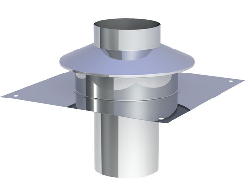 Jeremias EW-FU Kopfabdeckung mit Ringspalt u. Wetterkragen Ø115mm Edelstahl Schornsteinabdeckung mit quadratischer Grundplatte