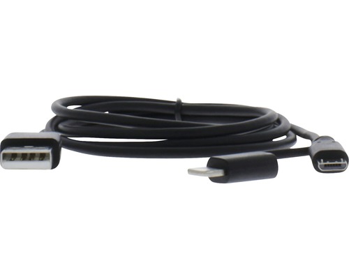Schwarzes USB-Datenkabel mit USB-Stecker und Micro-USB-Stecker