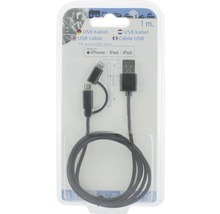 Lade + Datenkabel USB / micro-USB / 8-Pins MFi-zertifiziert 100 cm schwarz-thumb-1 Lade + Datenkabel USB / micro-USB / 8-Pins MFi-zertifiziert 100 cm schwarz-thumb-1