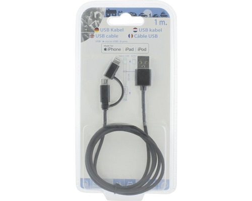 Ein Meter USB Kabel für iPhone, iPad und iPod in Verpackung.