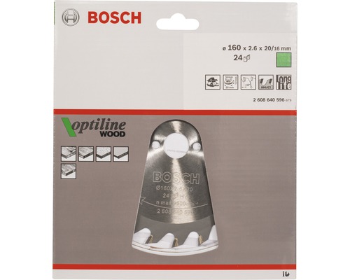 Bosch Optiline Wood Kreissägeblatt mit 160 Millimeter Durchmesser