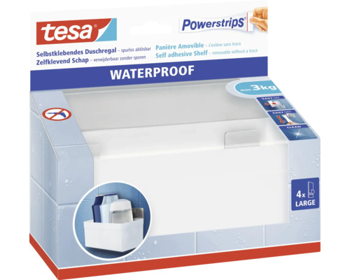 Tesa Duschregal zur Selbstmontage, wasserfest und spurlos ablösbar