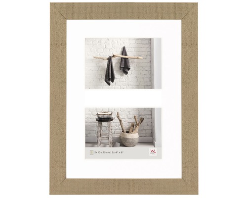 Bilderrahmen Collage Holz Home beige 2 Fotos 10x15 cm-0