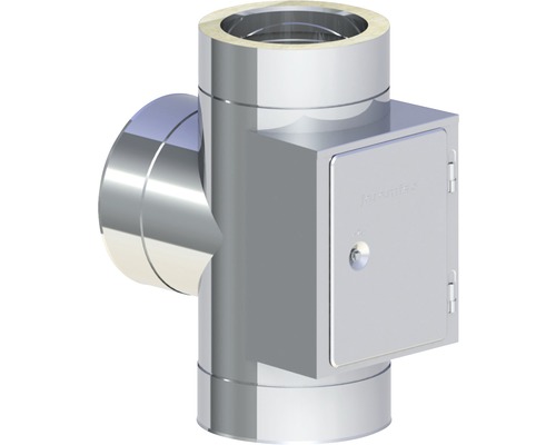 Jeremias DW-ECO T-Stück mit gegenüberliegender Reinigung Ø130 mm Edelstahl-Abgasrohr mit Reinigungsöffnung