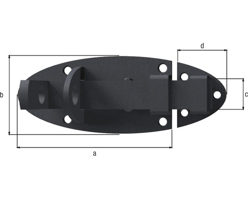 Ovaler Riegel mit Maßangaben