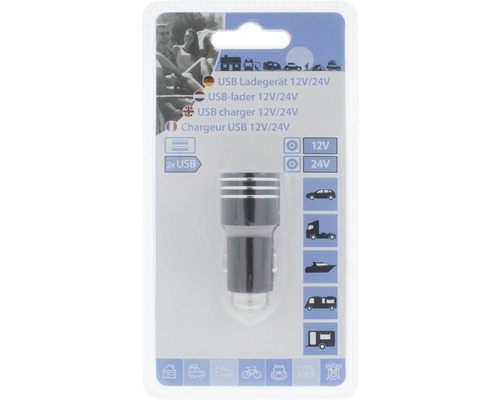 12 Volt oder 24 Volt USB Ladegerät in Verpackung
