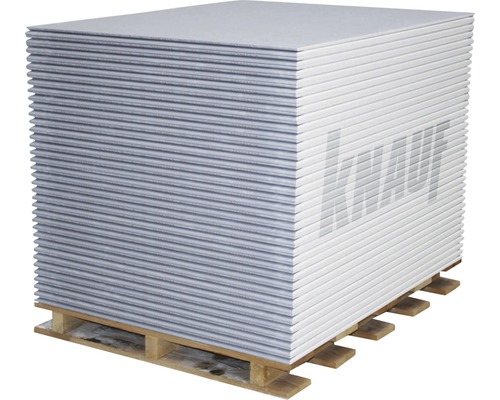 Stapel Gipskartonplatten auf einer Palette