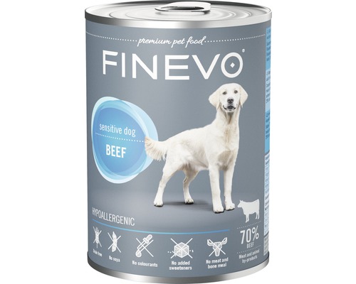 Hundefutter nass FINEVO Sensitive Dog Rind pur 800 g, Monoprotein, Singleprotein