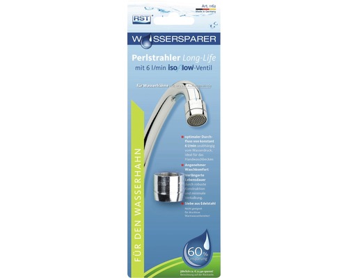 Wasserhahn Perlator Long Life mit 6 Liter pro Minute Durchflussbegrenzer