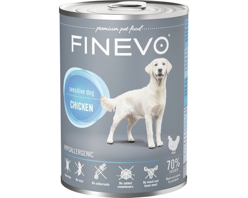 Hundefutter nass FINEVO Sensitive Dog Huhn pur 400 g, Monoprotein, Singleprotein