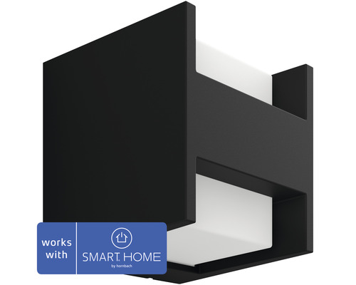Philips hue Außenwandleuchte IP44 dimmbar 15W 1150 lm warmweiß HxBxT 130x130x127 mm Fuzo schwarz nach oben/unten strahlend - Kompatibel mit SMART HOME by hornbach Schwarze Smart Home Wandleuchte