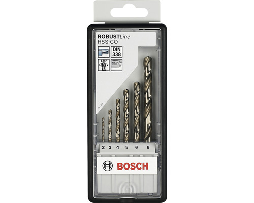 Bosch HSS-CO Spiralbohrer Set mit Durchmessern von 2 bis 8 Millimeter im Aufbewahrungskoffer