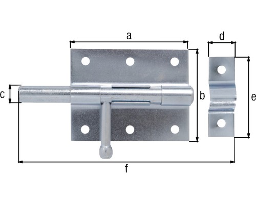 Abmessungen eines Riegelverschlusses aus Metall