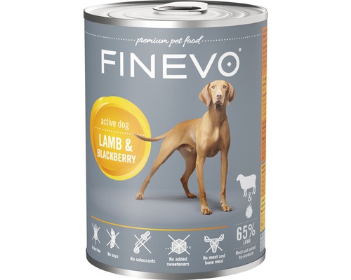 Hundefutter nass FINEVO Active Dog Lamm mit Brombeere 400 g